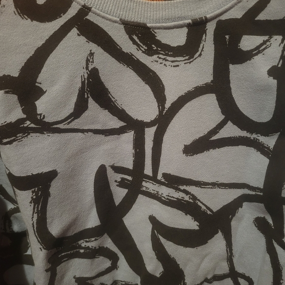 Maeve Anthropoligie Heart Printed Blue Sweatshirt 100% Cotton Size XS - Picture 4 of 7